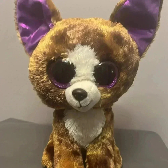 Ty Boo Baby Chihuahua Dexter TySilk Plush 2017 Purple Sparkly ears Stuffed 9" - Picture 4 of 4